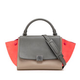 セリーヌ トラペーズ スモール ハンドバッグ ショルダーバッグ 2WAY グレー ベージュ ピンク レザー スウェード レディース CELINE 【中古】